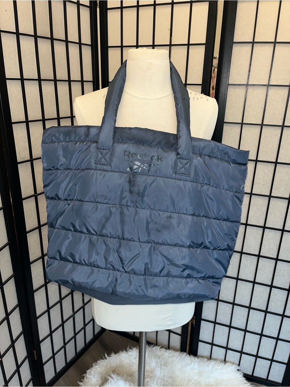 Reebok Quilted Navy Puffer Tote